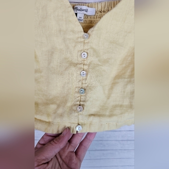 MADEWELL Gwen Supercrop Linen Tank in Light Straw (Yellow), sz 14 - Picture 4 of 9